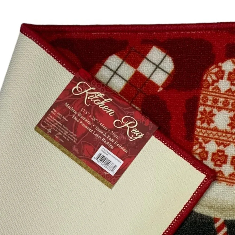 Simply Holiday Rug Christmas Greetings Accent Scatter Mat Red White 17.5 X 28